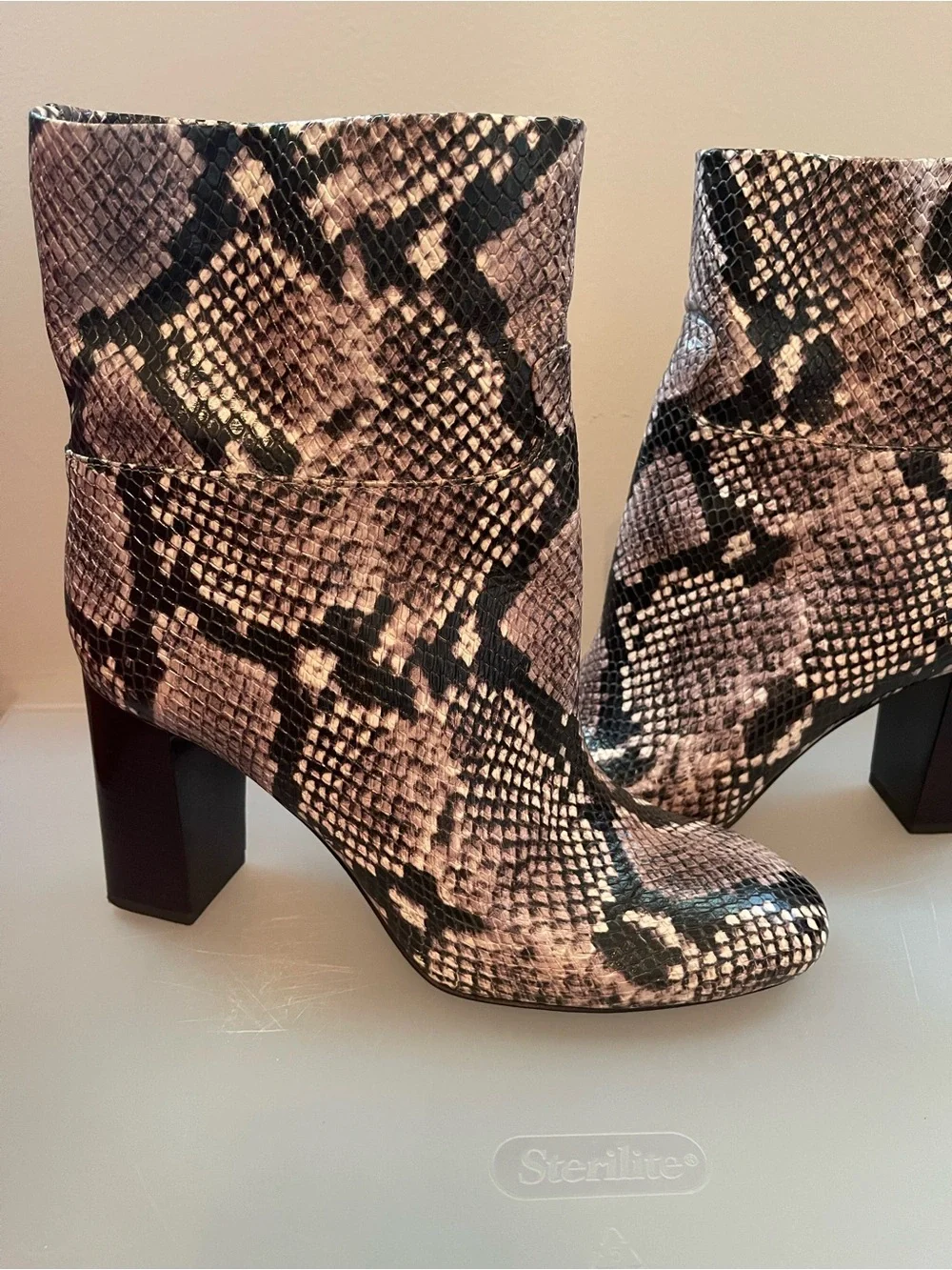 Tory Burch Snake-Print Leather Ankle Boots Booties 8.5 M